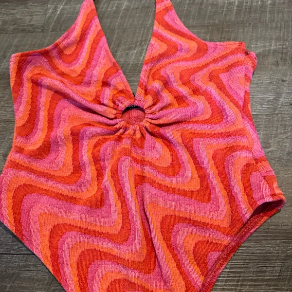 Zara Patterned Cut-Out Jacquard Retro 70s Body Suit - Image 5