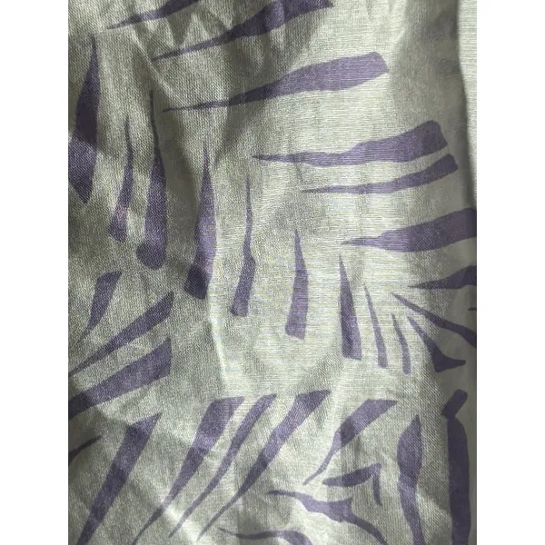 Maeve Anthropologie Silk Blend White Blouse With Purple Leaf Print Boho Sunny - Image 7