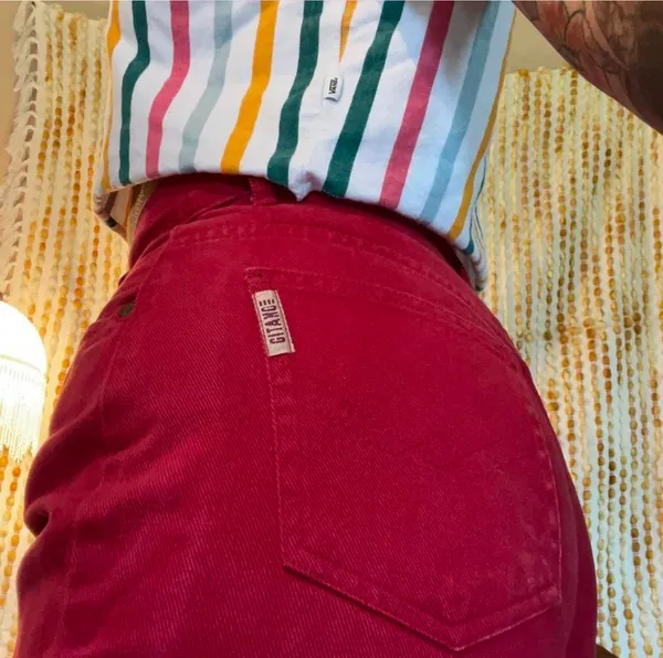 Red Vintage GITANO High waisted straight leg jeans (Vintage size 10/ US Size 6/ Waist 28”) - Image 2