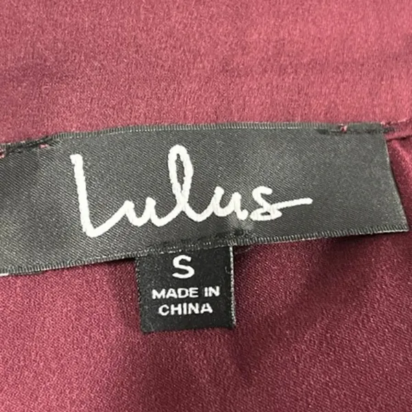 Lulus Red Maroon Long Sleeve V Neck Cocktail A Line Mini Wrap Dress Size S - Image 4