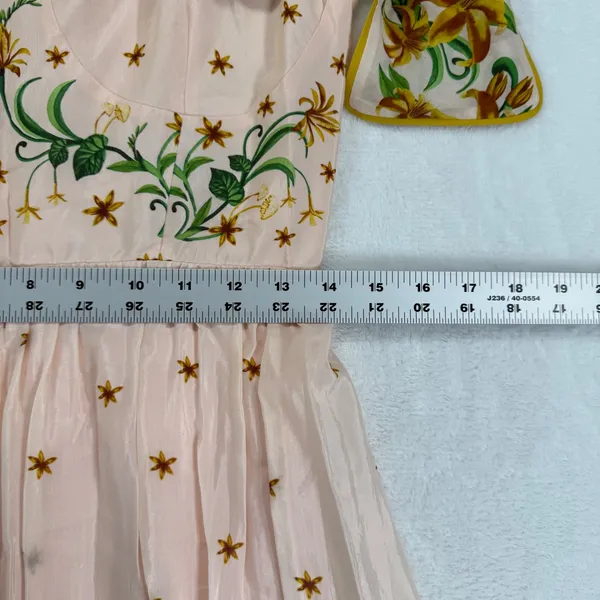 Farm Rio Botanical Beauty Pink Laces Cup‎ Midi Dress Floral Size M 334844 - Image 7