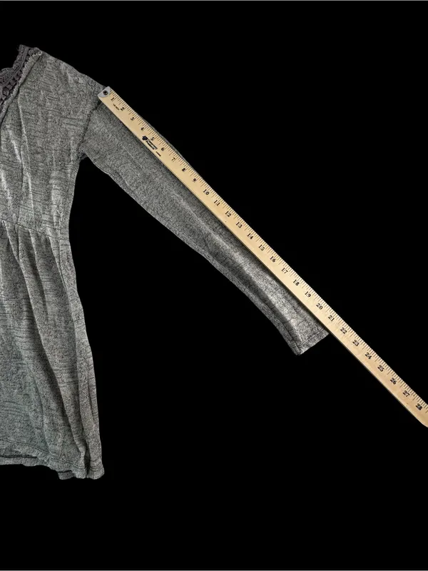 Free People Heather Gray Tunic with Lace Yoke - Image 5