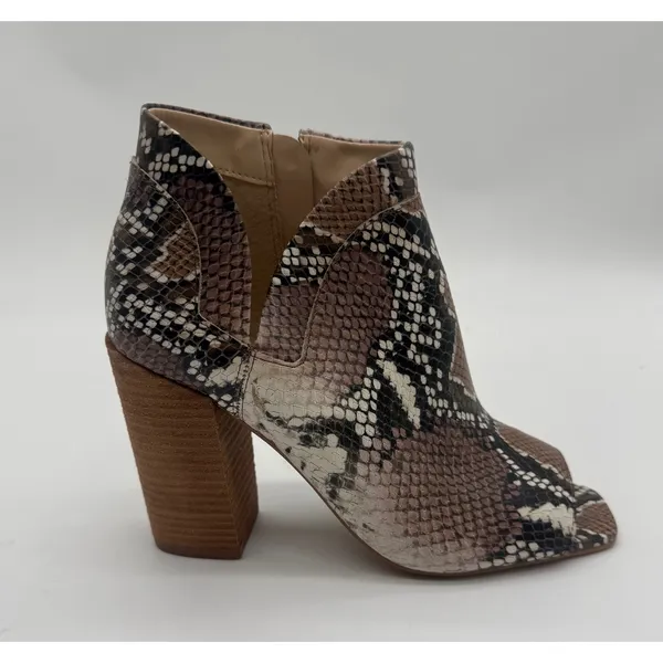 Vince Camuto Fedrilla Open-Toe Snake‎ Print Booties – Size 6.5 New - Image 6