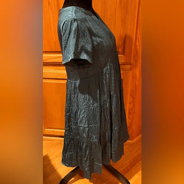 Anthropologie Maeve Tania Sacha Jacquard Tiered Tunic Dress‎ Dark Teal Green XS - Image 7
