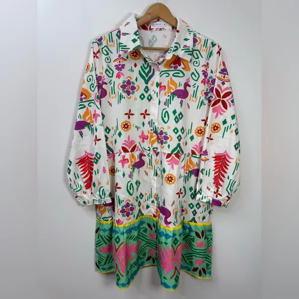 SHOP THE MINT All I Want White Abstract Tiered Dress size XL - Image 2