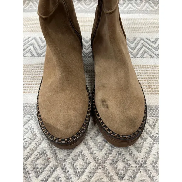 Gentle Souls Tan Suede Mid-Calf Lug Sole Zipper Brody Boots US 9 Kenneth Cole - Image 4