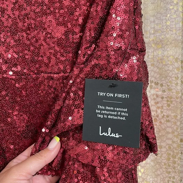Lulus on the invitation burgundy sequin strapless mini dress, NWT - Image 6