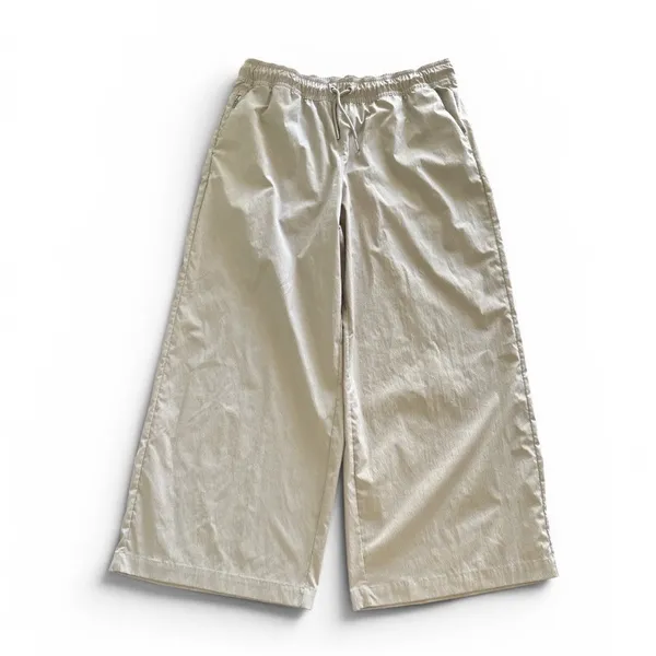 Athleta Midday Pants Womens Medium Ecru Beige Mid‎ Rise Crop Poplin Drawstring - Image 2