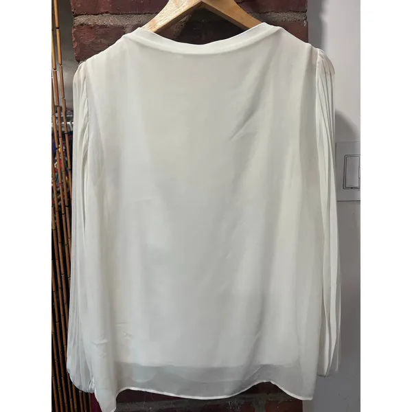 Zara White Pleated Balloon Sleeve Blouse Minimalist Romantic XS - Image 7