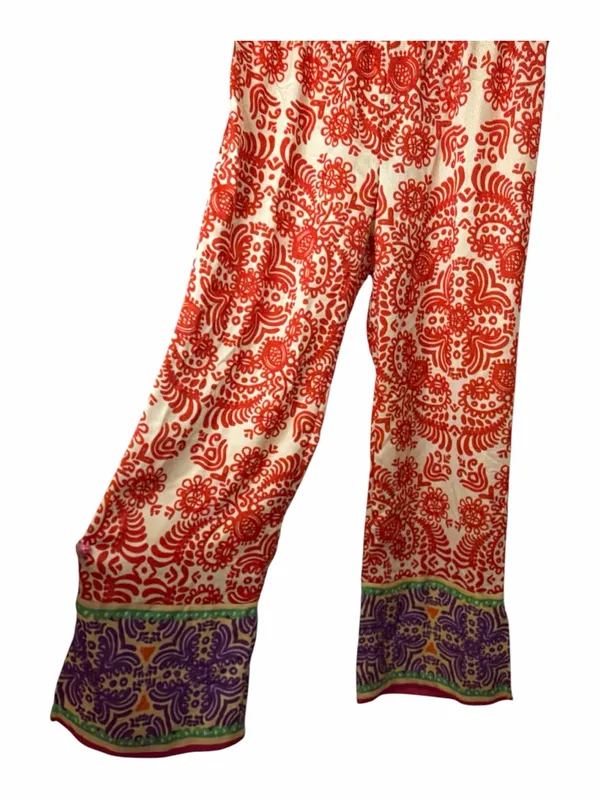 Zara Wide Leg Boho Orange Print Palazzo Pants XL New with Tags - Image 2