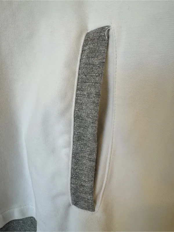 Eleventy Made In Italy hoodie white with gray trim‎ size small. Cotton. - Image 5