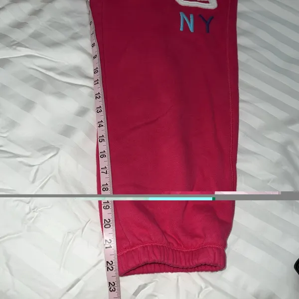 Y2K Aeropostale NY Low Rise Cropped Capri Sweatpants‎ Medium Baggy Pink Retro - Image 10