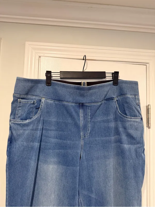NWOT Halara Size 2X Pull On Wide Leg Jeans Blue Stretch Denim High Rise Regular - Image 2