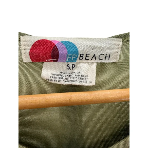 Free People FP Beach Vance Mini Dress S Green Wrap Keyhole Knit Long Sleeve - Image 3