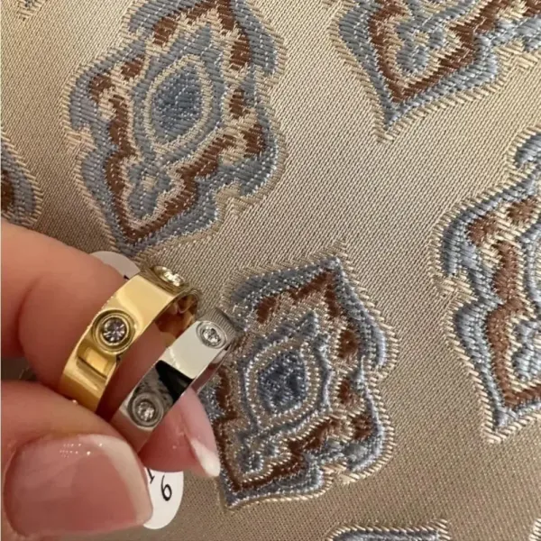New Unisex 14k gold-plated stainless steel stone‎ band ring, Size 7 - Image 6