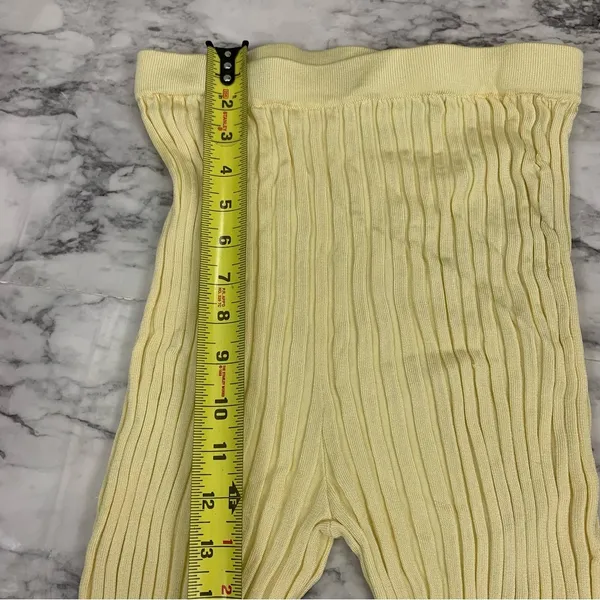 Free People x Significant Other Sylivia Ribbed Yellow Flare flowy Pants Size 4 - Image 7