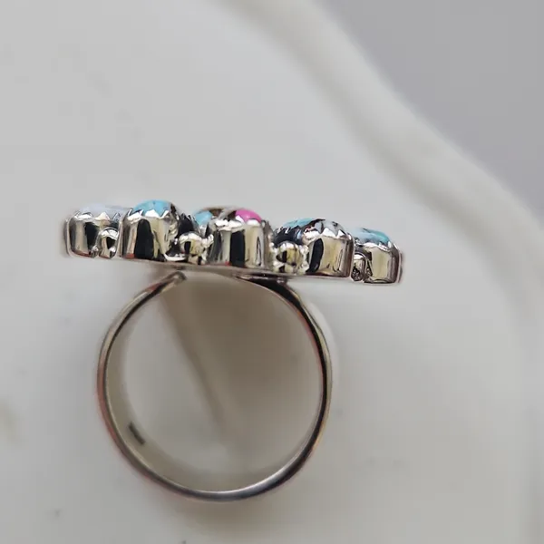 Cotton Candy Turquoise Flower Ring - Image 3