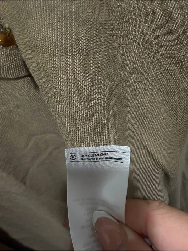 Vince button down shirt long sleeve small tan brown neutral capsule minimal FLAW - Image 13