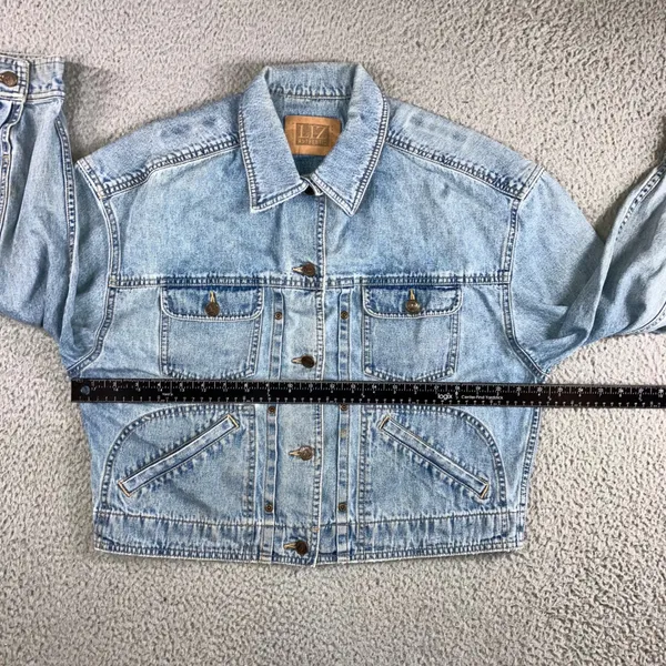 Liz Authentic Denim Jacket Women L Vintage‎ 90s Trucker Indie Grunge Utility - Image 10