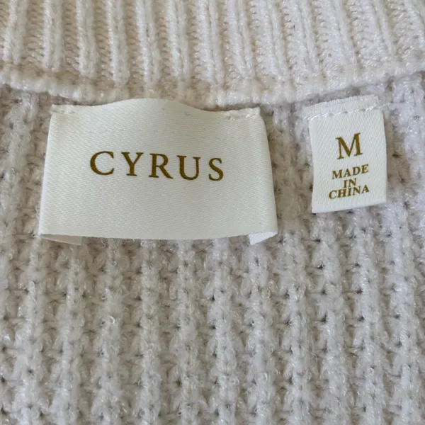Cyrus Cream Cable Knit Sweater Ivory Size M Academy Preppy - Image 8