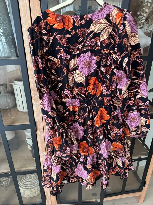 Anthropologie Pilcro Tiered Corduroy Dress long sleeve mini floral ruffle fall - Image 4