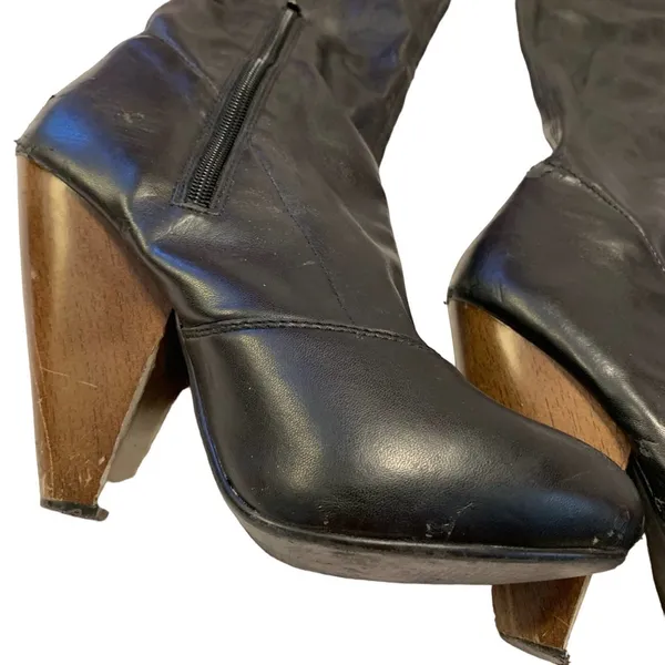 Brand Black knee high black boots with side zipper - Image 3