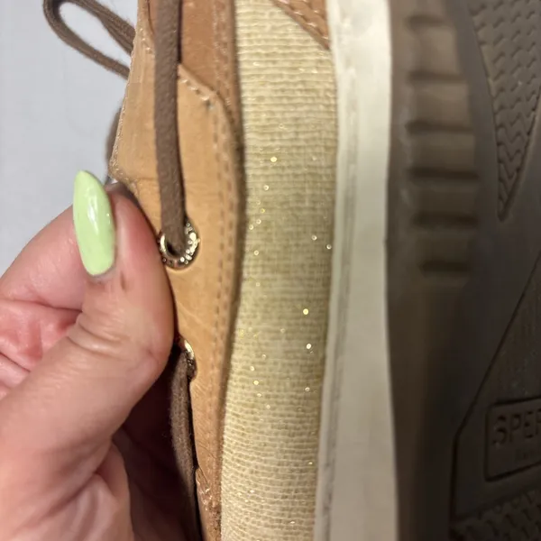 Sperry Women Top-Sider BLUEFISH SPARKLE (Linen Gold) Boat Shoes STS84436‎ Sz 8.5 - Image 9