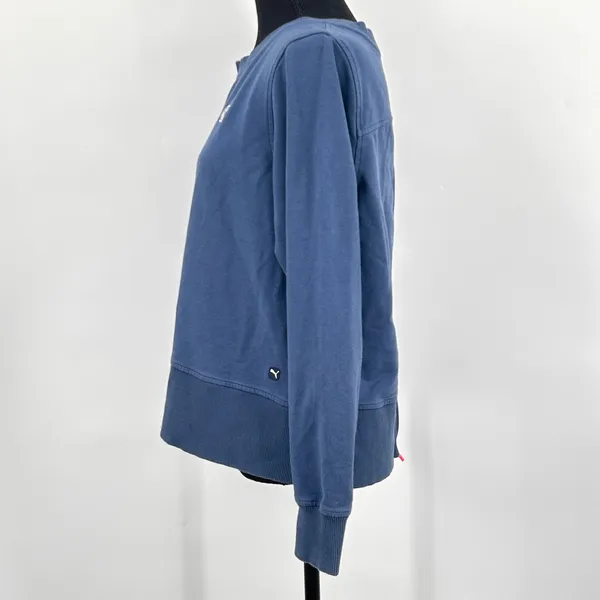 Retro 90s Inspired Athleisure Pullover Sweatshirt Puma Hot Pink Zip Blue Small‎ - Image 3