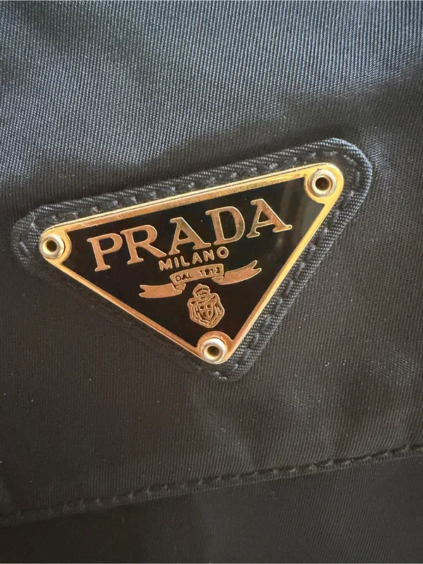 Prada Tessuto Nylon Chain Shoulder Bag Black Triangle Logo Pre-owned Auth VTG - Image 4