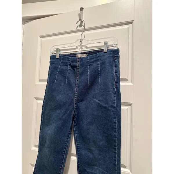 Free People High Rise Cropped Flare Jeans Seam‎ Detail Size 28 Denim Boho Retro - Image 3
