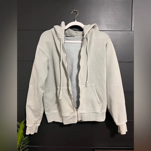 BRANDY MELVILLE Sage Full Zip Hoodie Sweatshirt Vintage Wash One Size EUC - Image 3