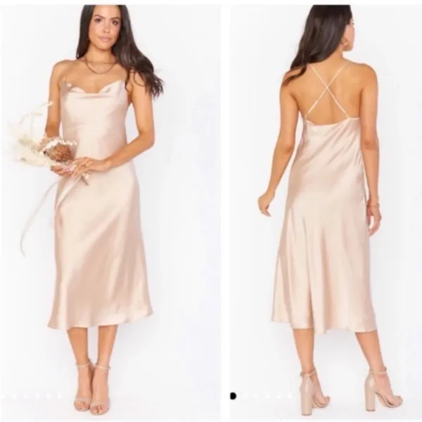 Show me Your Mumu Verona champagne luxe satin midi dress NEW XS - Image 4