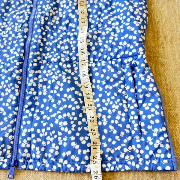 RLX Ralph Lauren Quilted Vest Womens M Pockets Blue Floral Print‎ Zip Puffer - Image 7