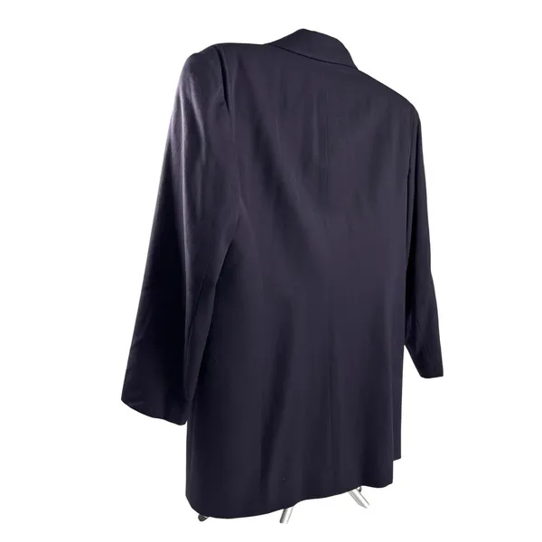 Vintage Christian Dior Navy Blue 100% Wool Longline Blazer Jacket USA 80s - Image 4