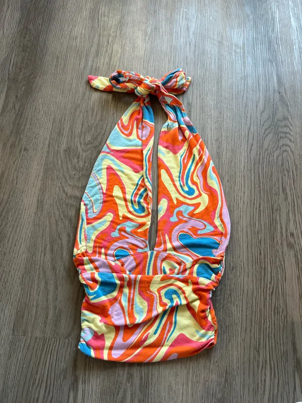 Pacsun Multicolored Tie Halter Top Size XS - Image 2