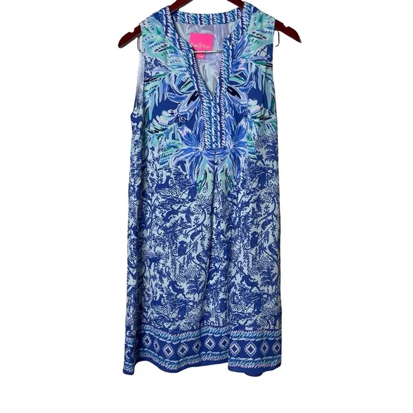 Lilly Pulitzer Evah Shift High Tide Navy Ready Set Gecko Engineered Dress sz S - Image 2