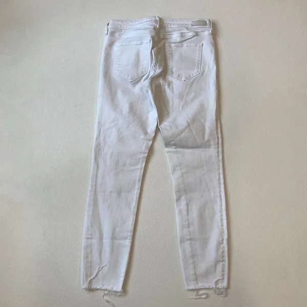 Abercrombie White Jeans 27L Harper Ankle High Rise Raw Hem - Image 3