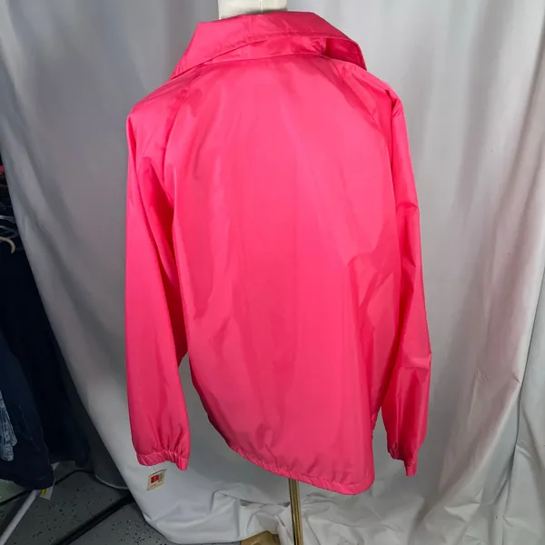 Vintage Ames‎ Hot Pink Windbreaker Nylon Cotton Lined Jacket Size L New 80's - Image 3