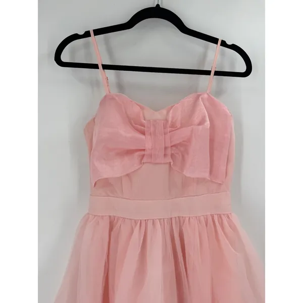 AURA Tulle Bow‎ Midi Dress Womens Small Pink Sweetheart Balletcore Coquette - Image 3