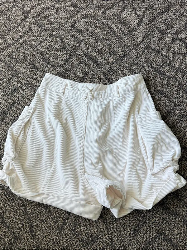 Free People Canyon Moon White Corduroy Cargo Shorts 100% Cotton - Image 5