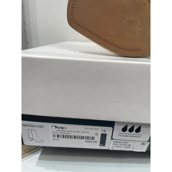 Dolce Vita Imogen H2O Ivory Leather Waterproof Square Toe‎ Block Heel Boots 6 - Image 7