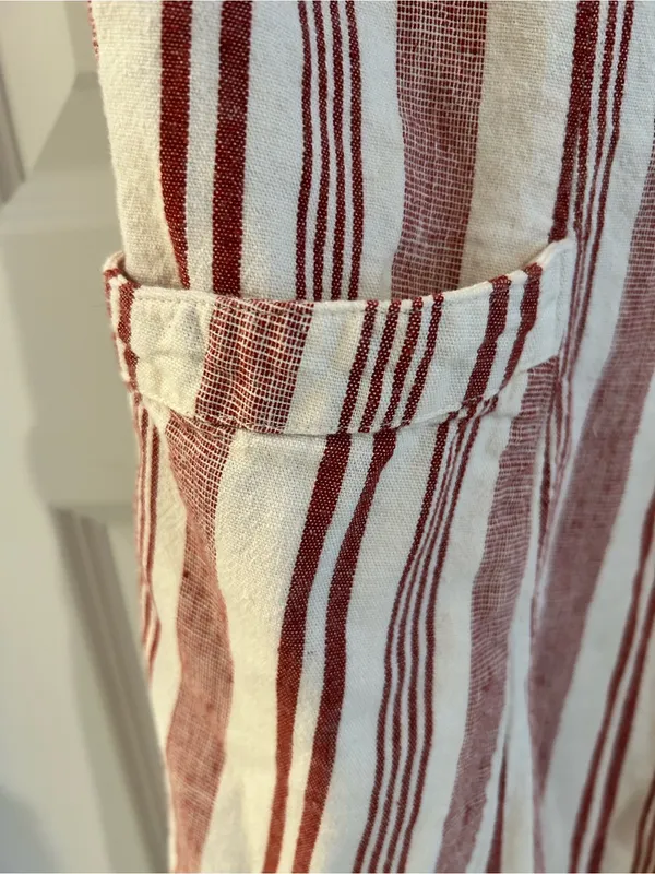 American Eagle Linen Blend Jumper Dress Cream Red Size M - Image 5