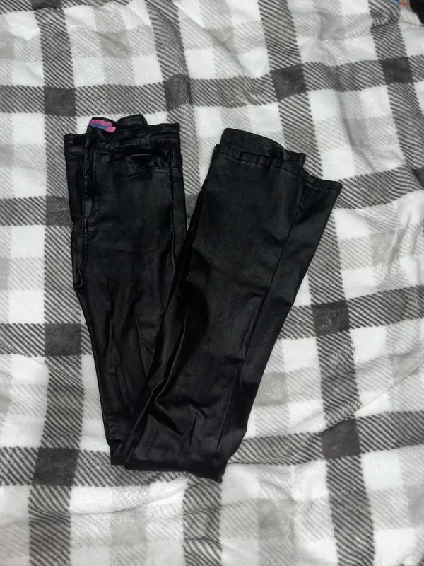Edikted Flare Leather Pants - Image 3