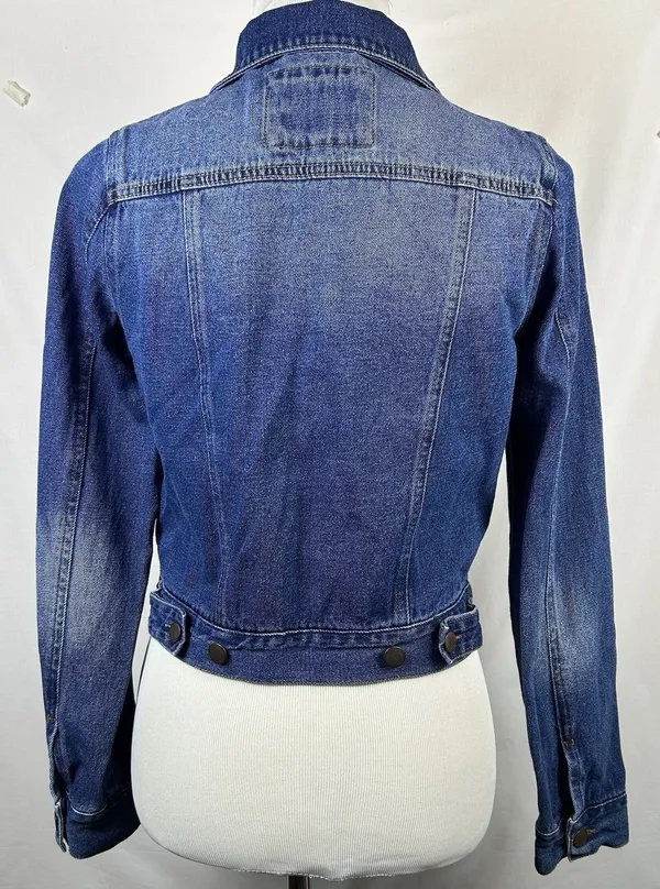 BEE & CECI Women’s Premium Denim Jacket Blue Jeans Trucker Coat Medium M Classic - Image 3