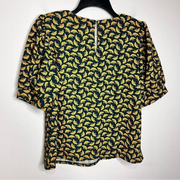 Mellóday puffed sleeve blouse green, yellow‎ size small - Image 5
