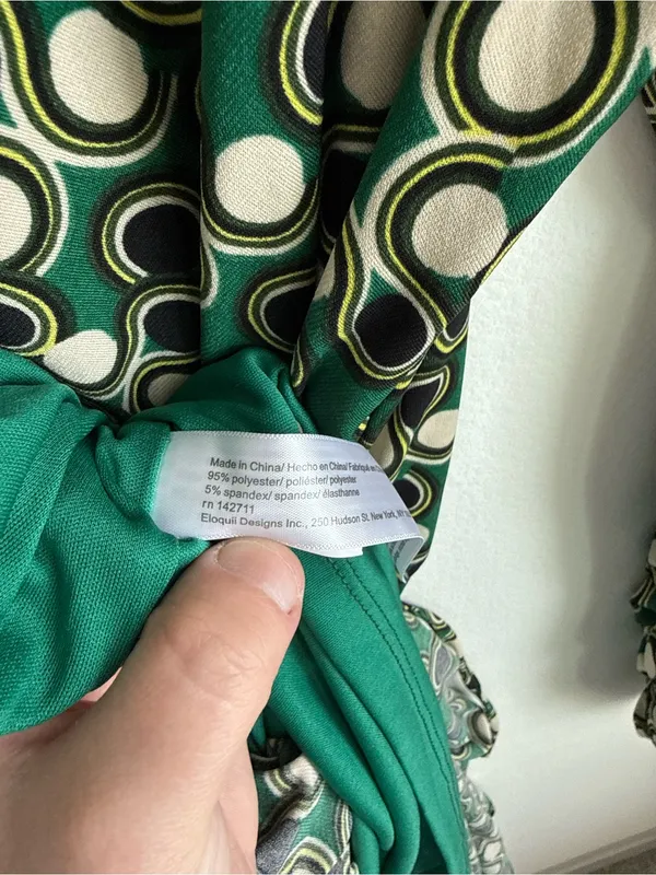 ELOQUII Green Abstract Print Ruched Midi Maxi Dress Long Sleeve Size 18 - Image 6