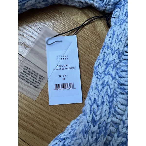 Duffy Loose Knit Pointelle Open Stitch Knitted Sweater Cotton Size M - Image 11
