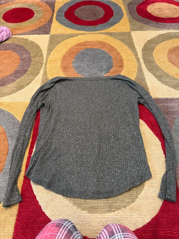 American Eagle Soft & Sexy Long Sleeve V Neck Tee Shirt Ribbed Dark Green Medium - Image 4