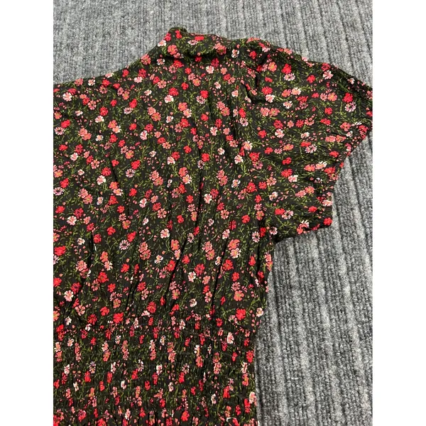 AEROPOSTALE Floral Crop Top Women XL Black Pink Smocked V-Neck Puff‎ Sleeve NWT - Image 14