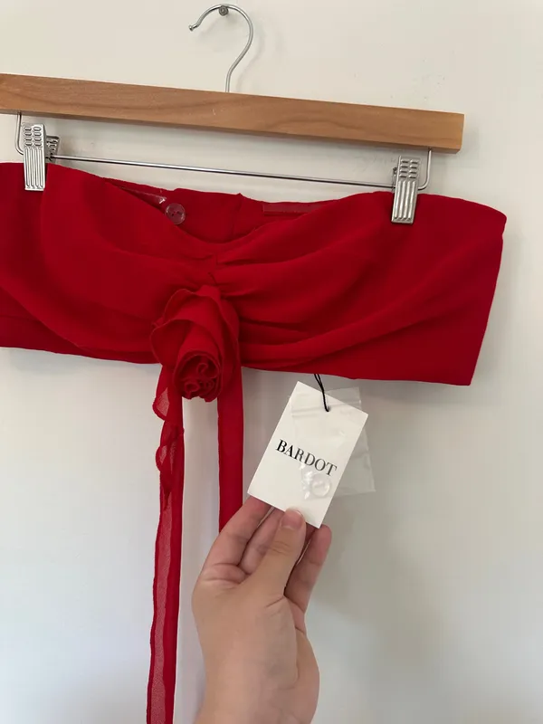 Bardot Akasha Crop Top in Deep Red - Image 5